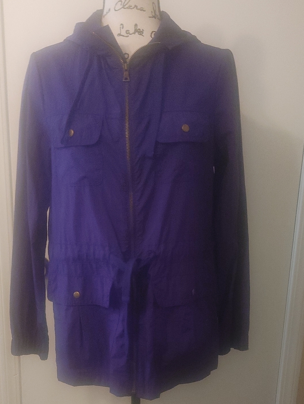 GAP Purple Hooded Utility Jacket with Front Zip